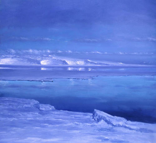 Painter Davied Rosenthal's Art of Antarctica Oil on Linen White Island Summber Breakup